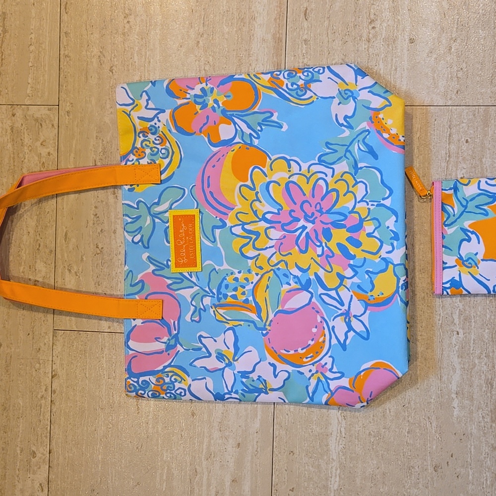 Lilly Pulitzer for Estee Lauder Tropical Beach Tote with Zipper Pouch